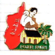 ピンバッジ・赤ちゃんお母さん南の島ヤシの木と家マダガスカル FOYER-RUTH MADAGASCAR MAP