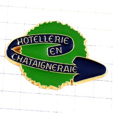 ピンバッジ・青い矢印ミドリの木 CHATAIGNERAIE CHESTNUTS FRANCE