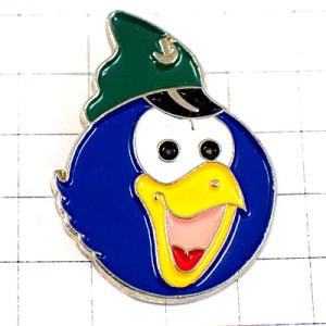 ピンバッジ・イカリのマークの帽子をかぶった青い鳥ブルー船長