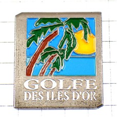ピンバッジ・ヤシの木と太陽イルドールの湾 GOLFE-DES-ILES-D-OR FRANCE