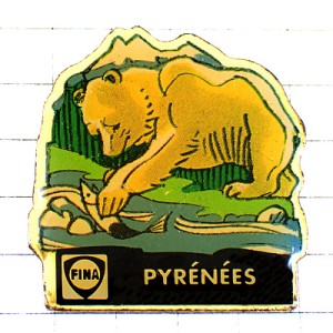 ピンバッジ・ピレネー山脈の茶色いクマ魚を捕る熊 PYRENNEES MOUNTAIN FRANCE