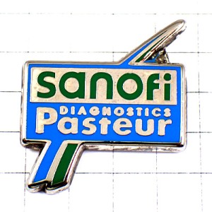 ピンバッジ・青と緑サノフィ製薬会社 SANOFI PASTEUR DIAGNOSTICS FRANCE