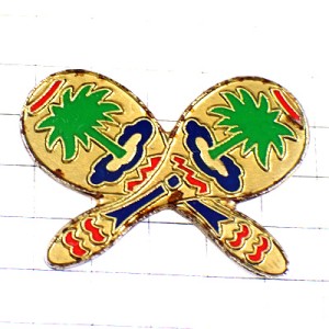 ピンバッジ・やしの木柄２個マラカス音楽楽器 HAWAI MARACAS ISLAND USA