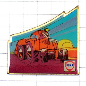 ピンバッジ・トラクター車と太陽FINAフィナ石油