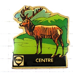 ピンバッジ・大きな角の鹿シカしか DEER CENTRE REGION FRANCE