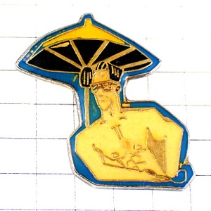 ピンバッジ・パラソルとビーチの男サングラス眼鏡 UMBRELA BEACH BOY