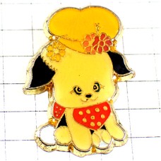 ピンバッジ・黄色い帽子の犬レトロ調ボール遊び ピンバッジ・黄色い帽子の犬レトロ調ボール遊び