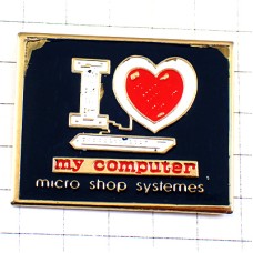 ピンバッジ・私のコンピュータ大好きハート I-LOVE-MY-COMPUTER