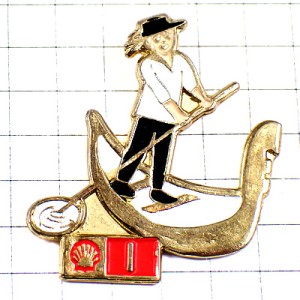 ピンバッジ・ベニスのゴンドラ船ヴェネツィア船頭シェル石油イタリア SHELL ENGLAND ITALIA ITALY