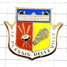 ピンバッジ・ルプレシ＝ベルヴィル小麦の穂やお城の紋章