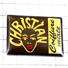 ピンバッジ・美容室カットモデル真っ赤な唇クリスチャン