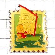 ピンバッジ・船ボート郵便切手型ラポスト息 TON-SOUFFLE STAMP FRANCE