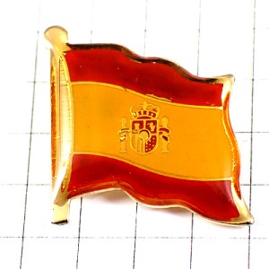 ピンバッジ・スペイン国旗はためく