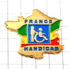 ピンバッジ・ハンディキャップ車椅子フランス地図型 ピンバッジ・ハンディキャップ車椅子フランス地図型