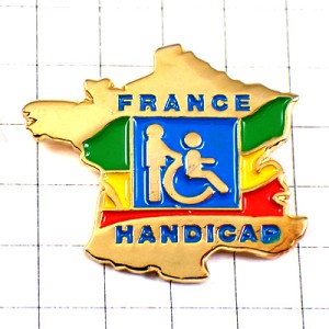 ピンバッジ・ハンディキャップ車椅子フランス地図型