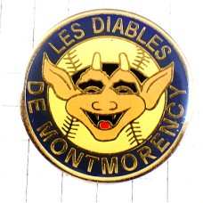 ピンバッジ・悪魔と野球のボール白球