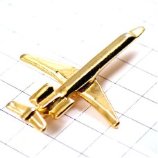 ピンバッジ・金色飛行機ゴールド航空機立体型