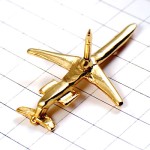 ピンバッジ・金色飛行機ゴールド航空機立体型