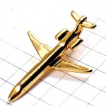ピンバッジ・金色飛行機ゴールド航空機立体型
