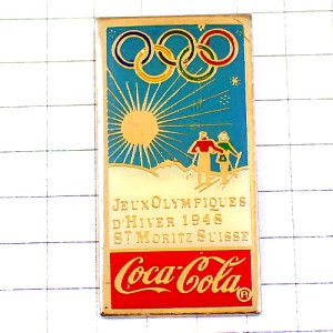 ピンバッジ・サンモリッツ五輪コカコーラ冬季オリンピック太陽スキー雪山ビンテージ中古品 ST-MORITZ-1948 SWISS COCA-COLA