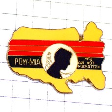 ピンバッジ・連れて帰ろうアメリカ星条旗USA米軍POW-MIAミリタリー国旗  USA MAP