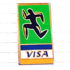 ピンバッジ・ビザ走る人クレジットカード VISA CREDIT-CARD