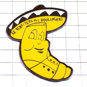 ピンバッジ・ソンブレロ帽子のクロワッサンくんメキシコ