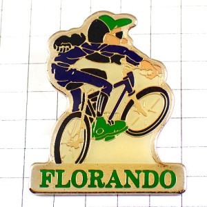 ピンバッジ・自転車サイクリング緑の帽子サングラス眼鏡