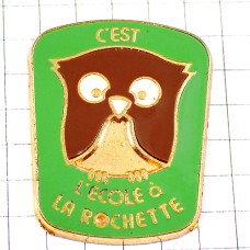 ピンバッジ・学校フクロウ梟ミミズク緑