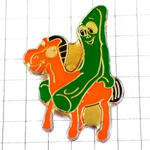 ピンバッジ・仔馬ポーキーに乗るガンビー乗馬アニメ漫画マンガ ピンバッジ・仔馬ポーキーに乗るガンビー乗馬アニメ漫画マンガ