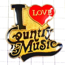ピンバッジ・アイラブ音楽ミュージック大好きハート I-LOVE-COUNTRY-MUSIC
