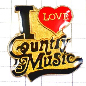 ピンバッジ・アイラブ音楽ミュージック大好きハート I-LOVE-COUNTRY-MUSIC