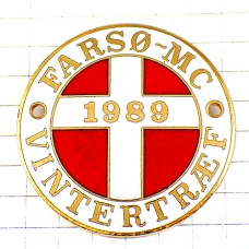 ピンバッジ・デンマークの国旗の白い十字バイク二輪オートバイクラブMC