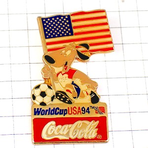 ピンバッジ・ストライカー犬サッカーワールドカップ大会アメリカ/USAコカコーラ球 WORLD-CUP-USA-1994 USA-94 FLAG STRIKER ピンバッジ・ストライカー犬サッカーワールドカップ大会アメリカ/USAコカコーラ球 WORLD-CUP-USA-1994 USA-94 FLAG STRIKER