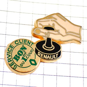 ピンバッジ・ルノー車ハンコ太鼓判と手 RENAULT FRANCE