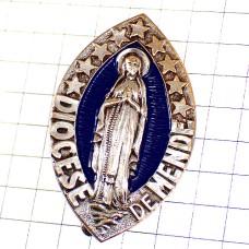 ブローチ・マンドのカトリック教会マリア様ブルー青の背景 DIOCESE-DE-MENDE CROIX MARIA BROOCH