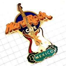 ピンバッジ・メキシコ音楽チョウチョウ蝶々の羽根の人エレキギター楽器ハードロックカフェ HARD-ROCK-CAFE HRC GUITAR MEXICO