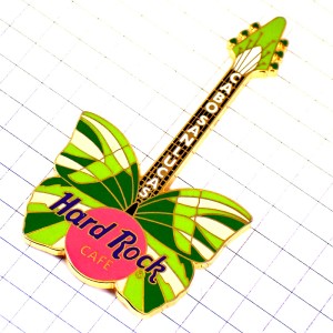 ピンバッジ・メキシコのカボサンルカス音楽チョウチョウ緑色の蝶々エレキギター楽器ハードロックカフェ HARD-ROCK-CAFE HRC GUITAR MEXICO CABO-SAN-LUCAS