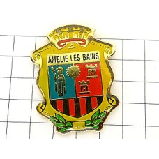 ピンバッジ・城塞と人と太陽の紋章 AMELIE-LES-BAINS