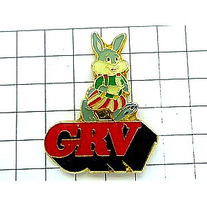 ピンバッジ・青いうさぎ兎ウサギ GRV RABBIT