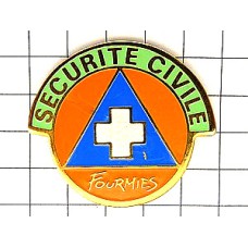 ピンバッジ・白い十字救急消防 SECURITE-CIVILE