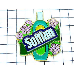 ピンバッジ・洗剤とピンクの花 SOFTLAN