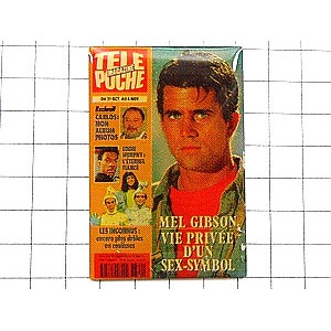 ピンバッジ・俳優メルギブソン表紙 MEL-GIBSON TELE-POCHE FRANCE