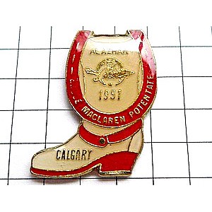 ピンバッジ・長靴ウエスタンブーツ蹄鉄付き CALGARY CANADA SHRINER